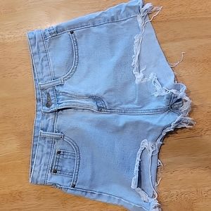 🔥 High waist distressed denim blue cut off shorts